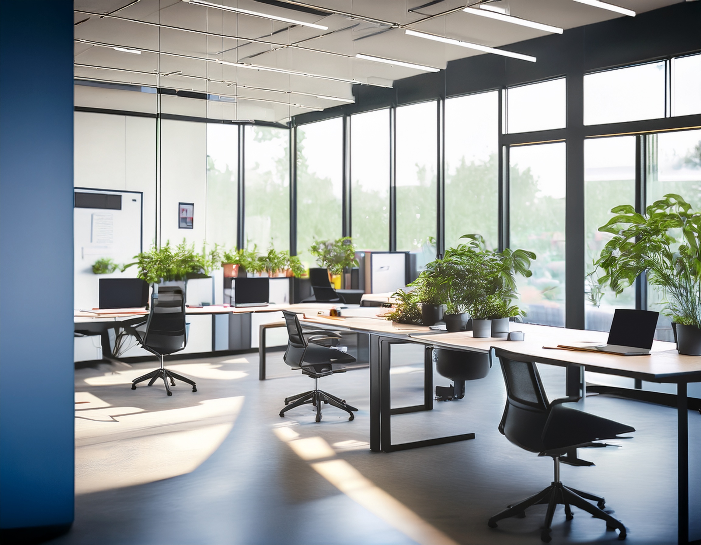 Moderne Büroeinrichtung mit freundlichen Steuerberatern bei der Arbeit